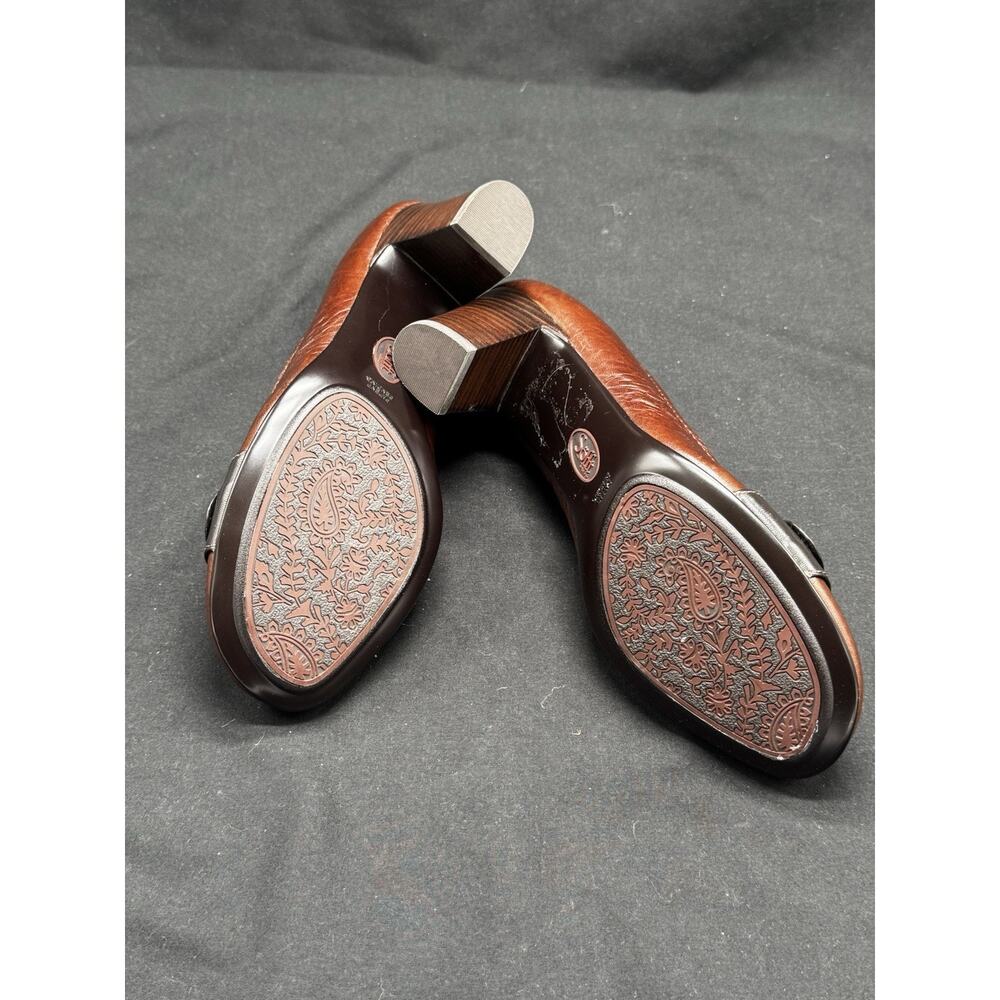 SOFFT Brown Leather Buckle Pumps Block Heels Womens US Size 9.5 Office Work - Picture 6 of 10